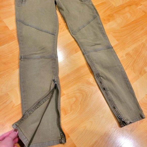 PAIGE Denim Marley Skinny Moto Jeans Fatigue Green Size 27 - Picture 6 of 13